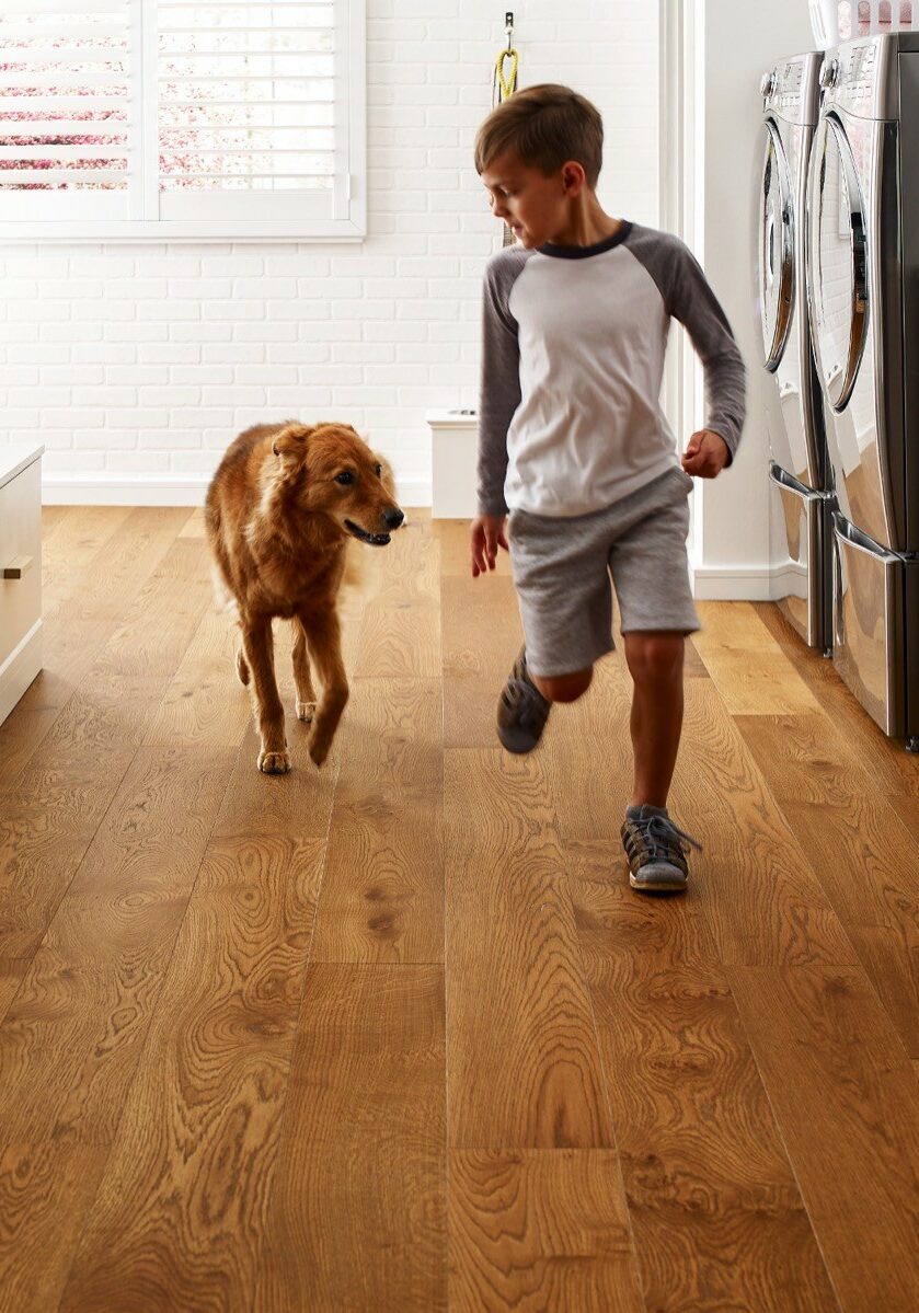 Kid running with dog | White Plains Carpets Floors & Blinds