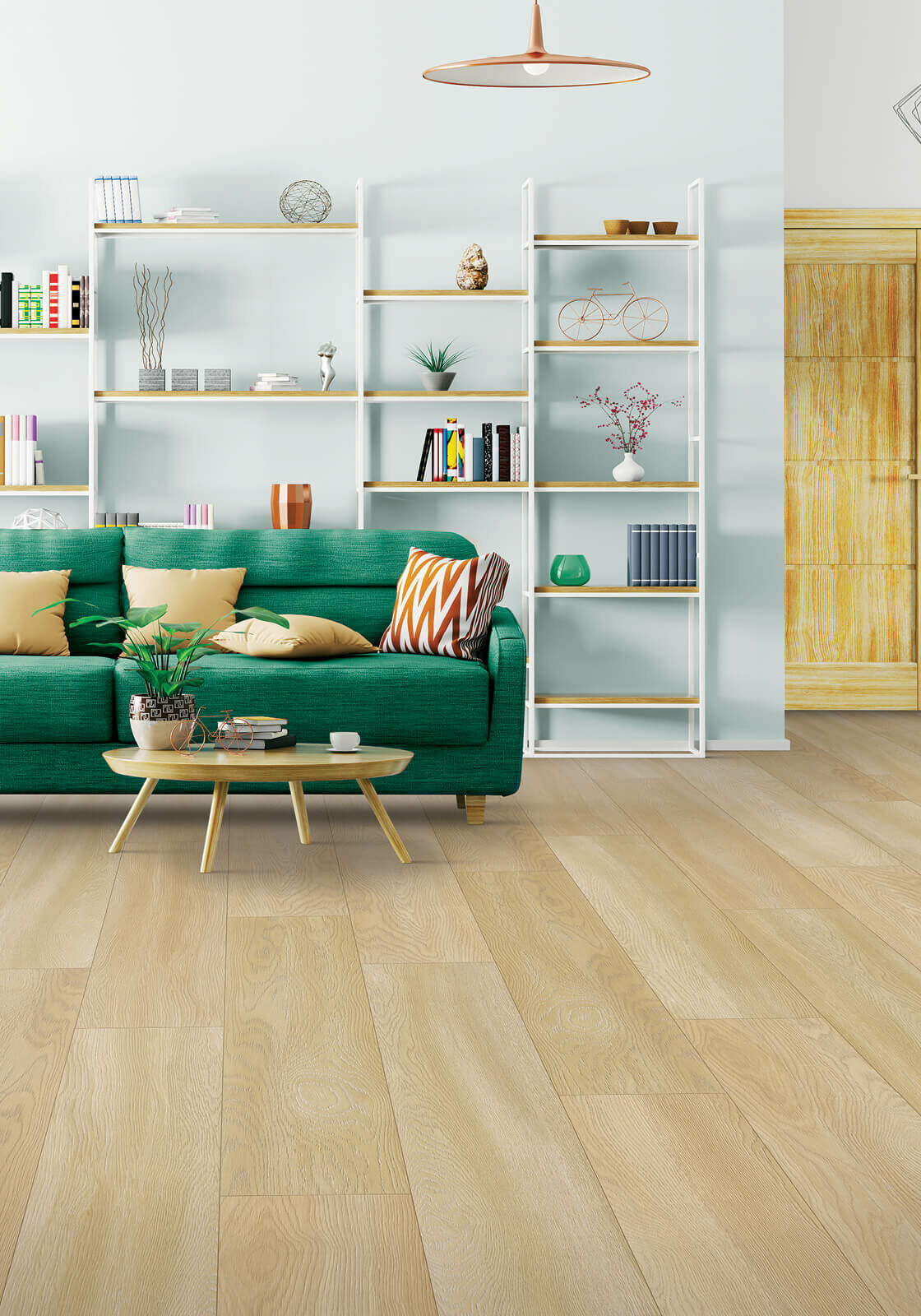 Green sofa in living room | White Plains Carpets Floors & Blinds